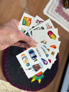 Picture of all the antibiotics of Pharmageddon: Bugs vs Drugs fanned out and in sticker form.