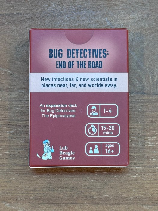 icture of Bug Detectives: The Epipocalypse and its expansion pack's box back